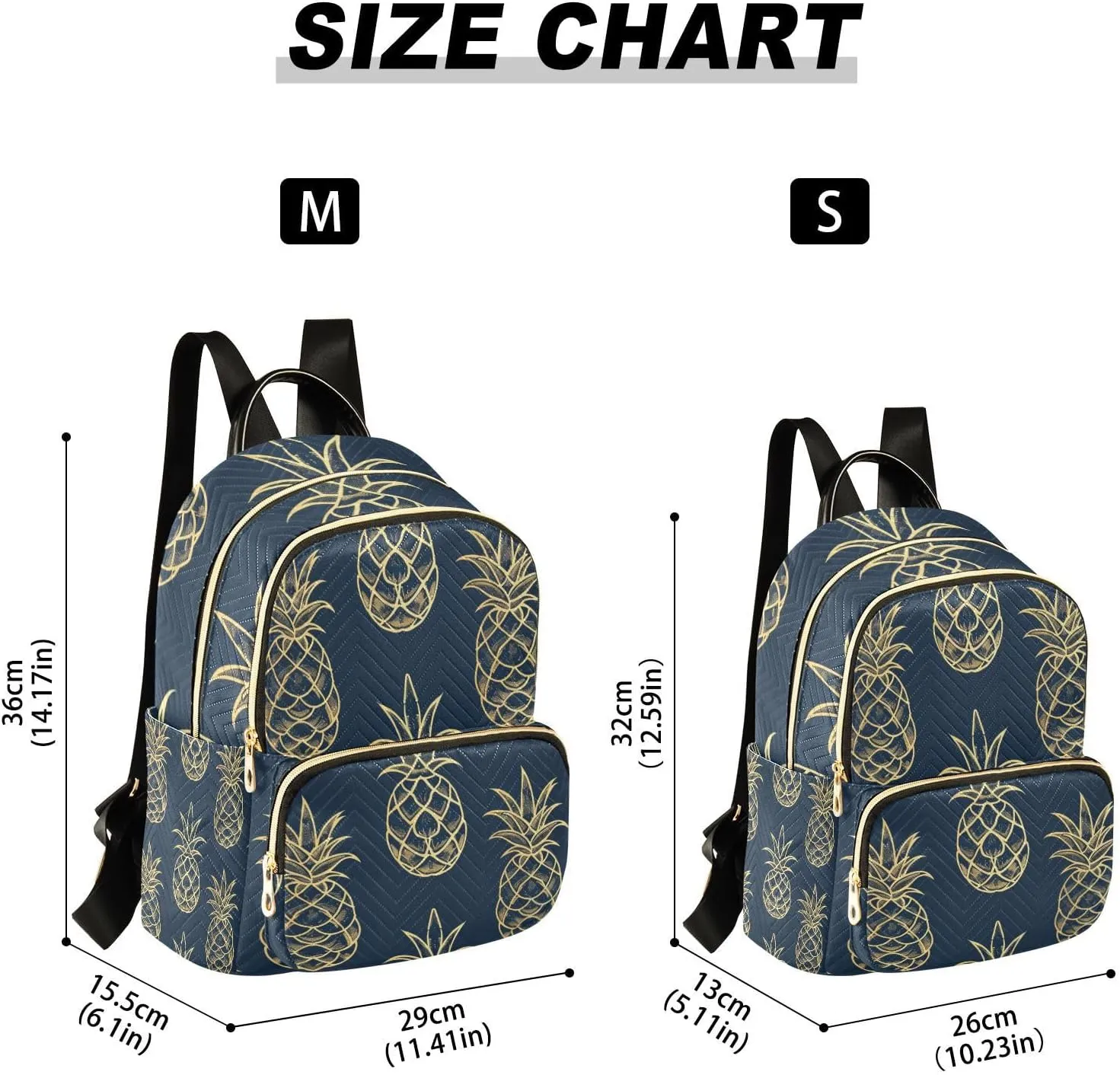 ALAZA Gold Pineapple on Blue Mini Backpack Purse for Women Travel Bag Lightweight Shoulder Bag Fashion Daypack