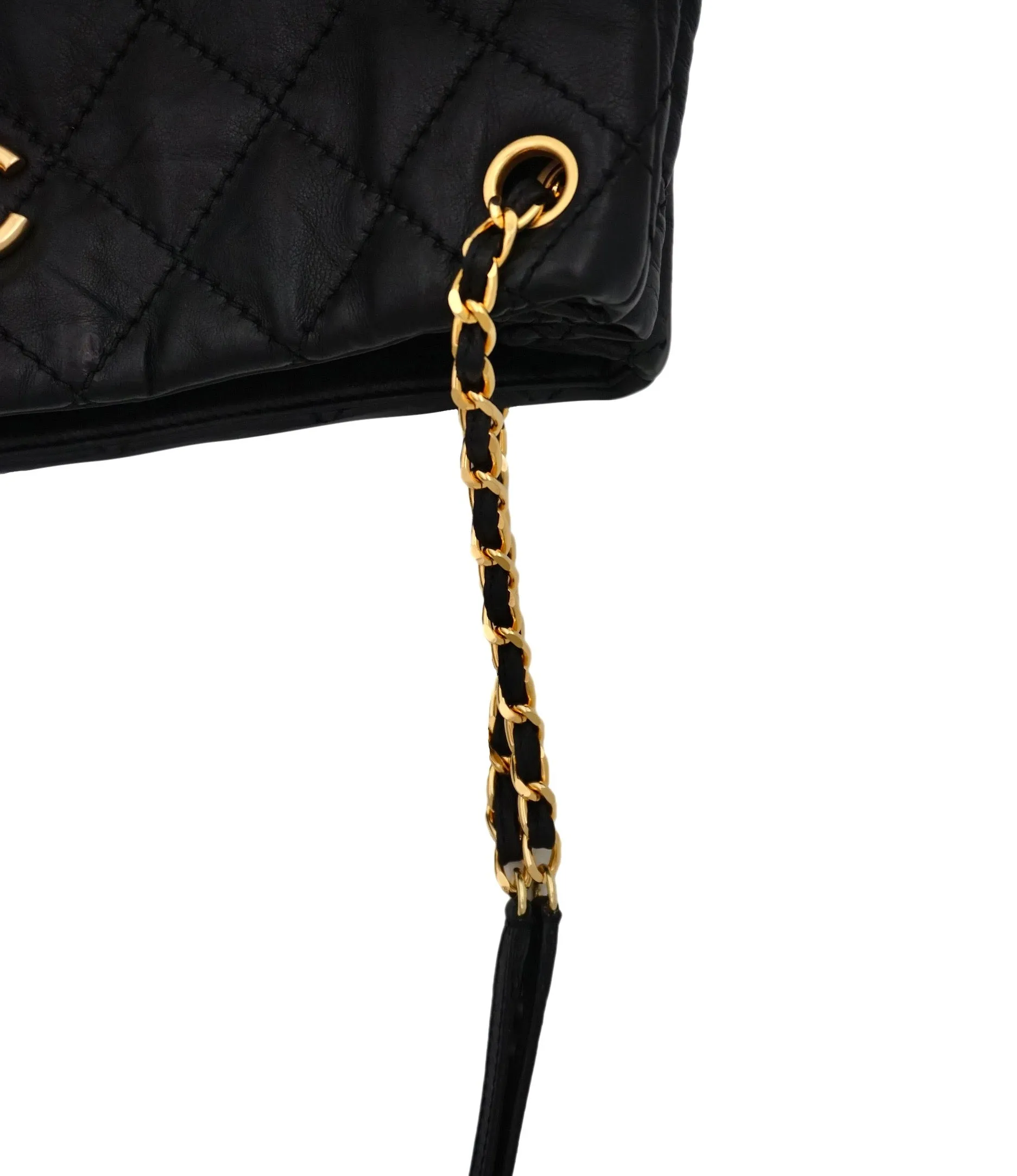 Authentic Chanel Black Calfskin Modern Quilted Tote
