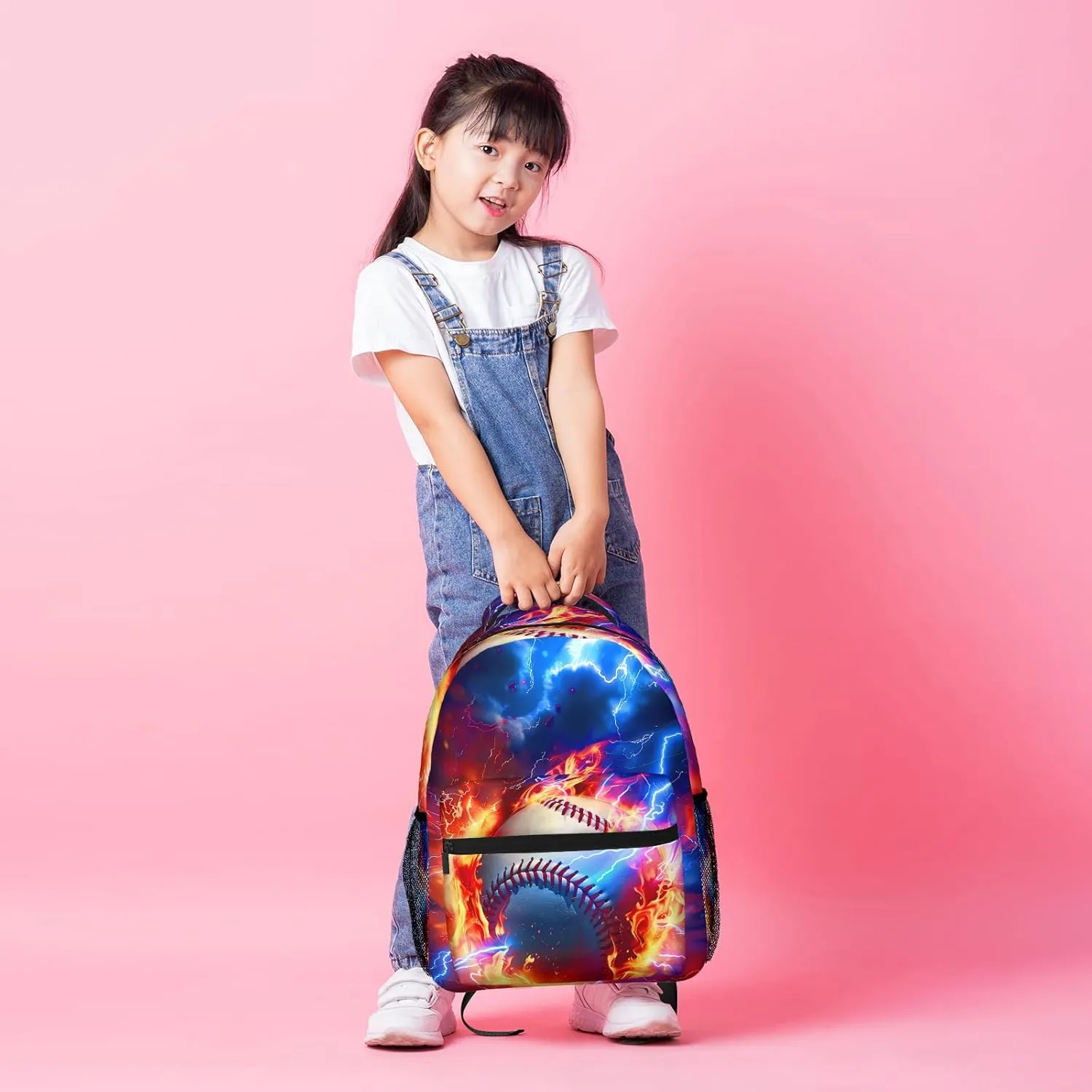 Baseball Themed Backpack for Boys Girls Bookbags Lightweight Adjustable Elementary Middle High School Bags for Kids Children Teenagers Travel Daypack Laptop Hiking Backpacks