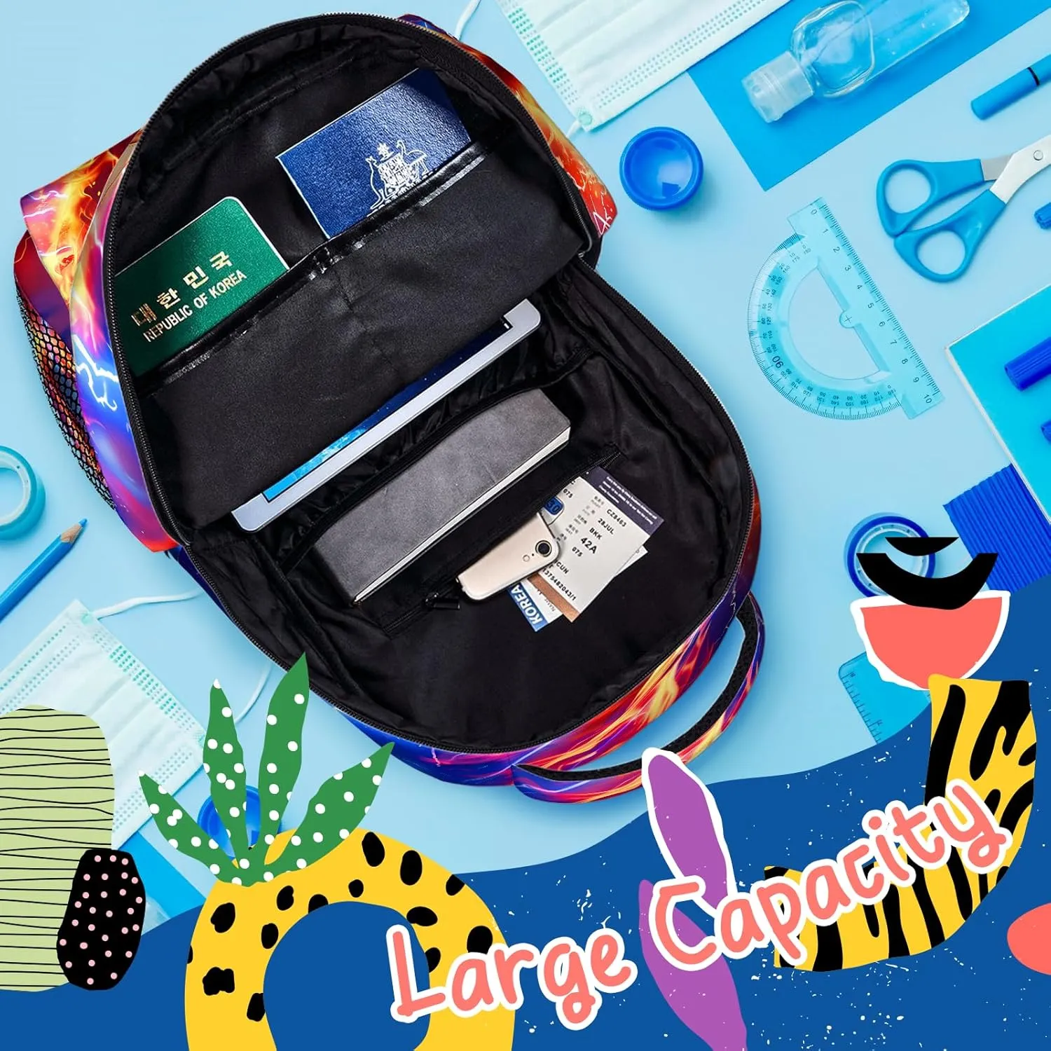 Baseball Themed Backpack for Boys Girls Bookbags Lightweight Adjustable Elementary Middle High School Bags for Kids Children Teenagers Travel Daypack Laptop Hiking Backpacks