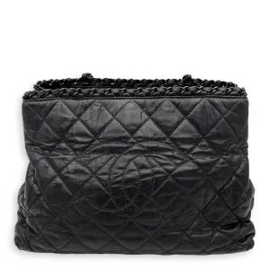 Chain Quilt Black Tote Bag in Calfskin, so black hardware