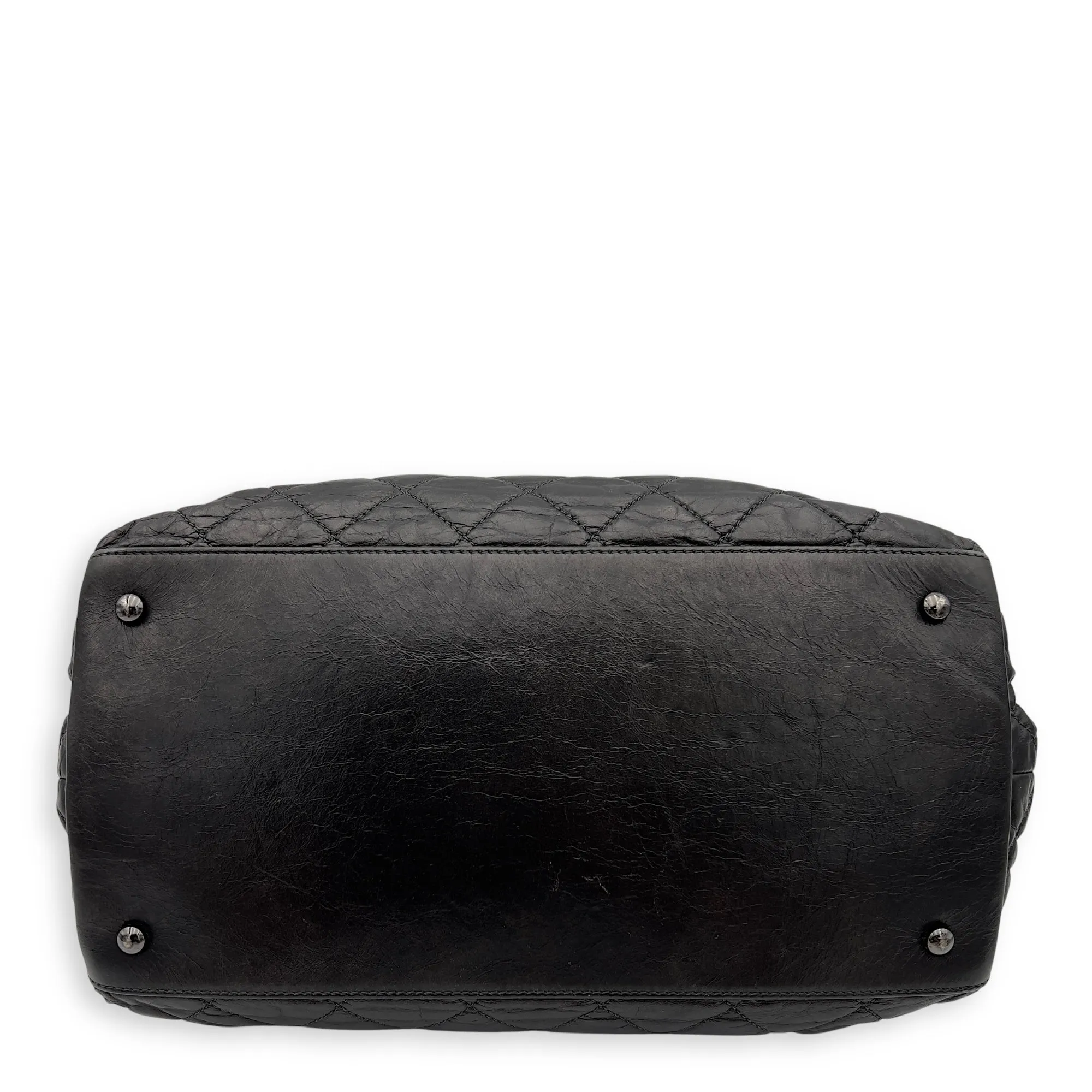 Chain Quilt Black Tote Bag in Calfskin, so black hardware
