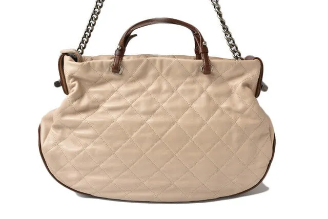 Chanel 2way Leather Tote/Shoulder Bag Chain Coco Mark Quilted