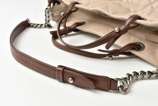 Chanel 2way Leather Tote/Shoulder Bag Chain Coco Mark Quilted