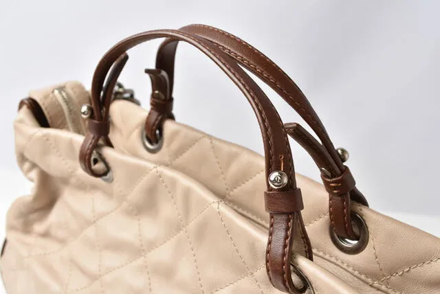 Chanel 2way Leather Tote/Shoulder Bag Chain Coco Mark Quilted