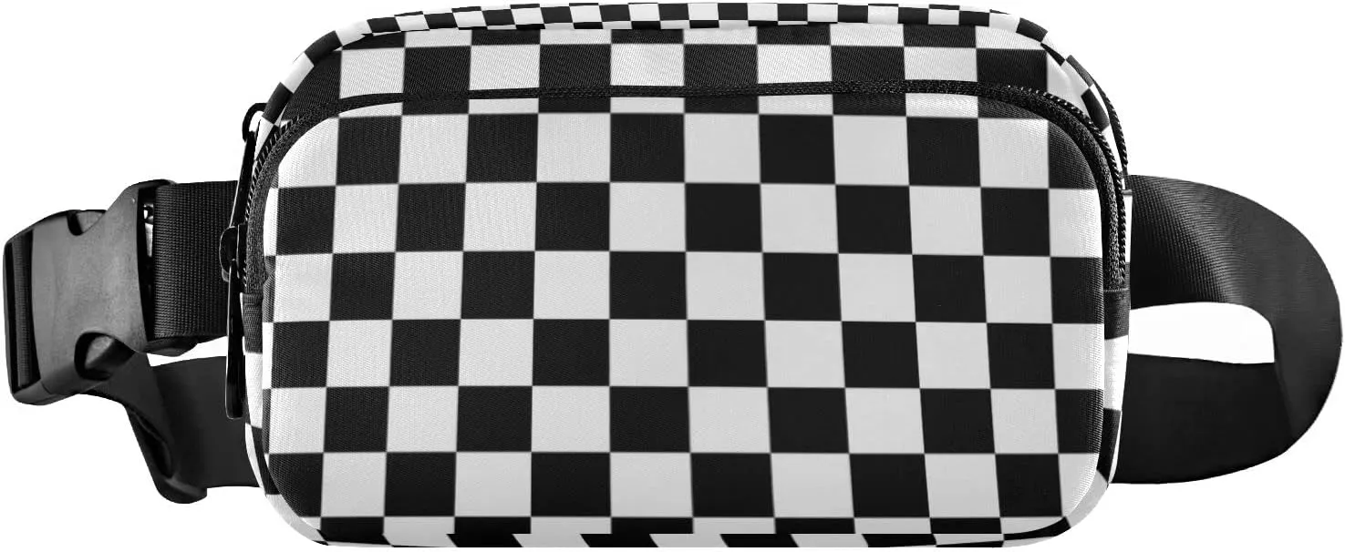Checkerboard Plaid Fanny Pack for Women Men Crossbody Belt Bag Fashion Waist Packs Purse with Adjustable Strap Bum Bag for Teen Girls Boys