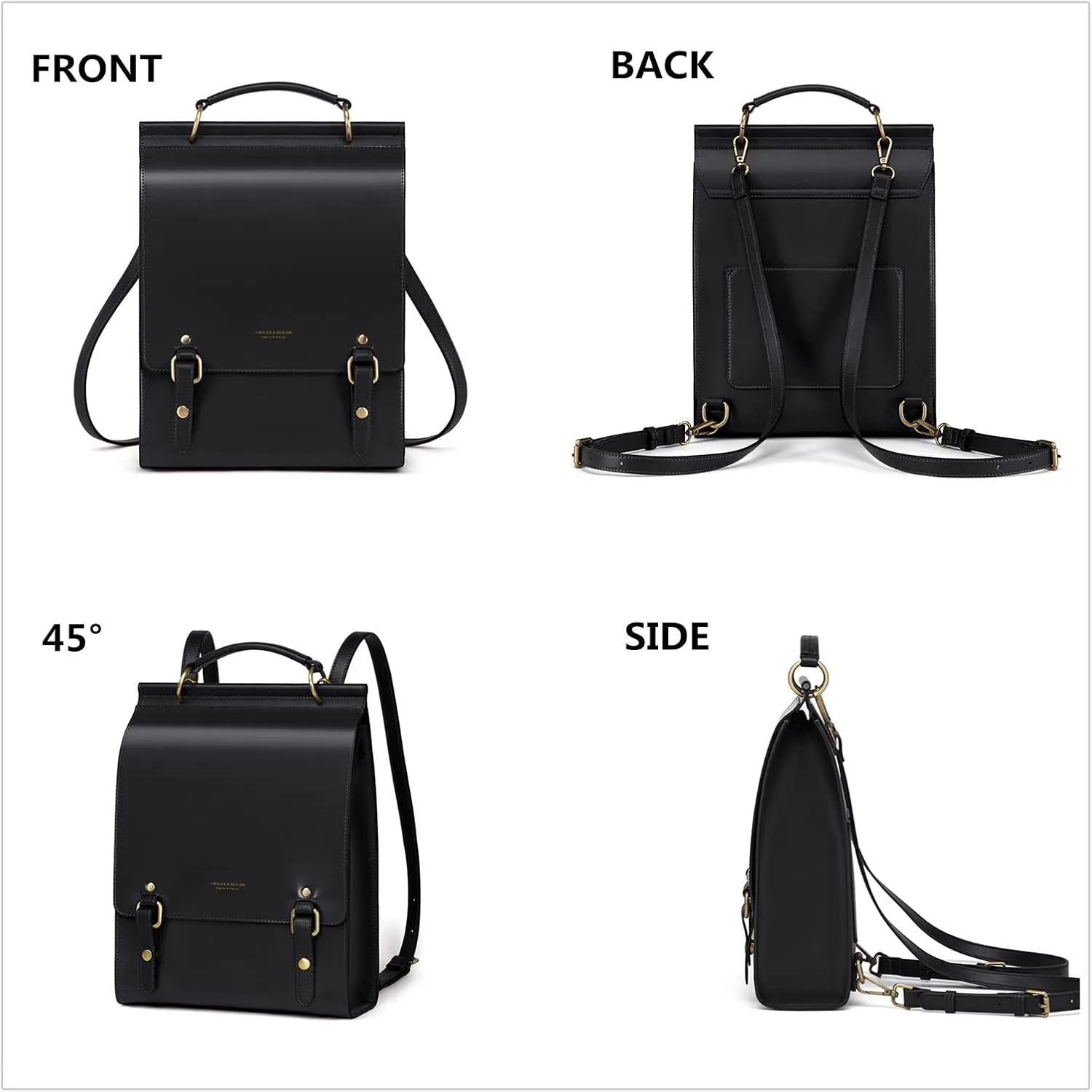 Cnoles Leather Backpack Purse For Women Fashion Ladies Vintage Bags Casual College Travel Backpacks Bag Black