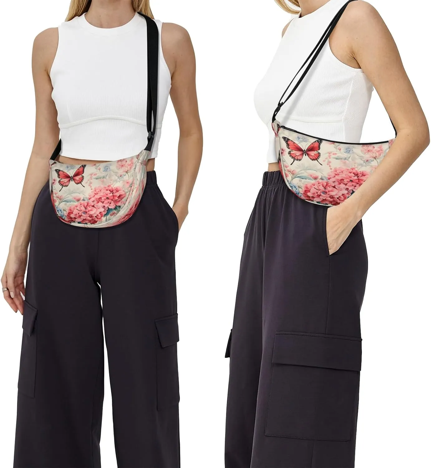 Crescent Crossbody Bag for Women Men, Lightweight Small Sling Hobos Dumpling Bag Crescent Purse, Crescent Moon Bags