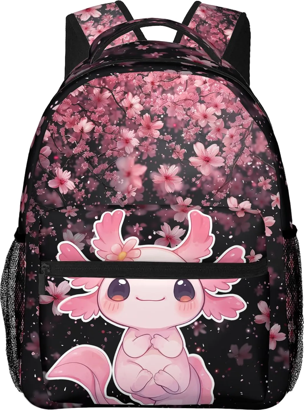 Cute Axolotl Backpack for Boys Girls Bookbags Lightweight Adjustable Elementary Middle High School Bags for Kids Children Teenagers Travel Daypack Laptop Hiking Backpacks