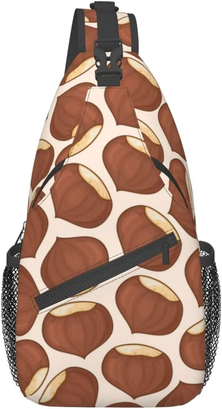 Cute Chestnut Pattern Sling Bag for Women Men Crossbody Shoulder Fashion Lightweight Chest Bags Sports Hiking Running Backpack