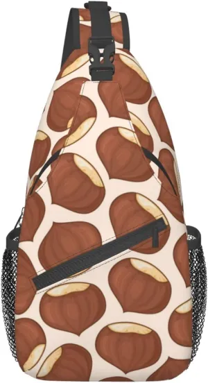 Cute Chestnut Pattern Sling Bag for Women Men Crossbody Shoulder Fashion Lightweight Chest Bags Sports Hiking Running Backpack