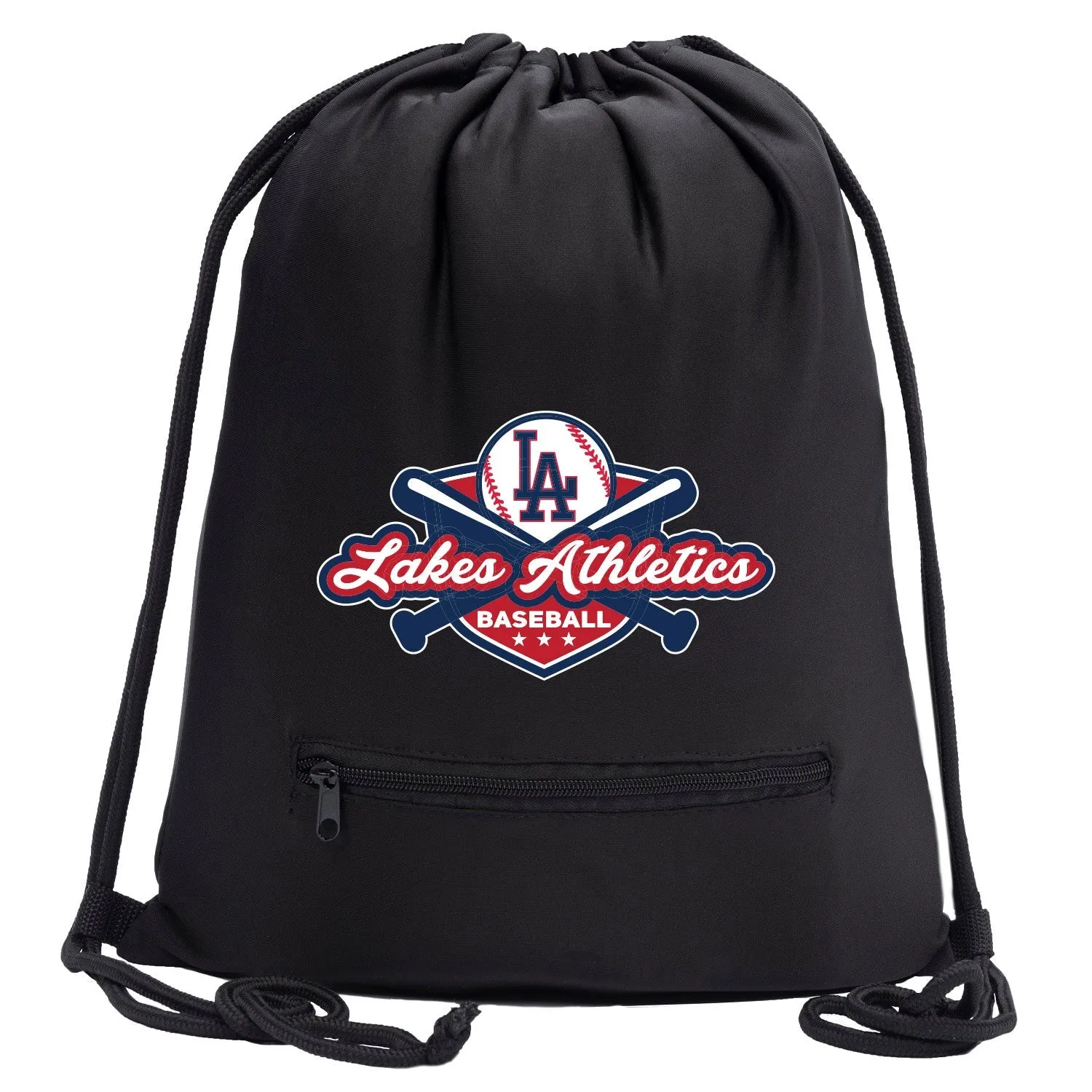 Embroidered Lakes Athletics Drawstring Bag w/ Zipper Pocket