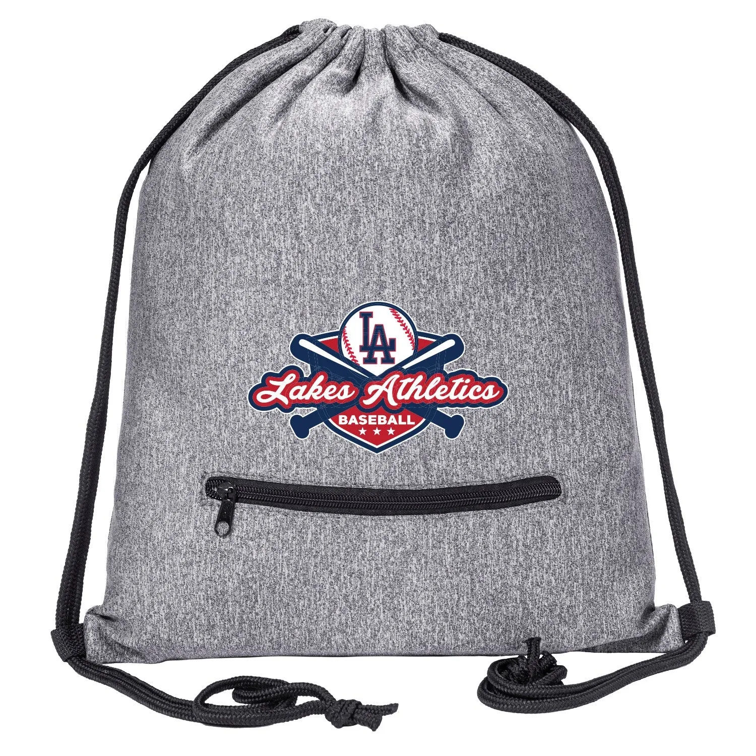 Embroidered Lakes Athletics Drawstring Bag w/ Zipper Pocket