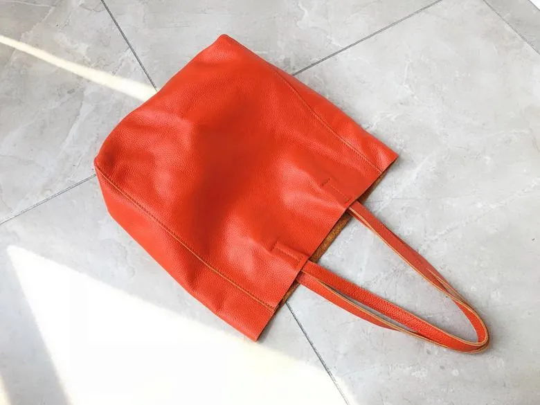 Fashion Womens Yellow Leather Vertical Tote Bags Yellow Shoulder Tote Bags Yellow Handbags Tote For Women