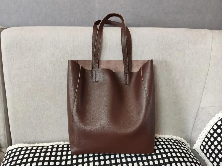 Fashion Womens Yellow Leather Vertical Tote Bags Yellow Shoulder Tote Bags Yellow Handbags Tote For Women