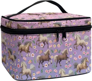 Flashideas Broken Flower Horse Large Capacity Travel Toiletry Bag Multifunctional Zipper Makeup Organizer Makeup Bag for Purse Toiletry Bag for Skincare Makeup Organizer Bag
