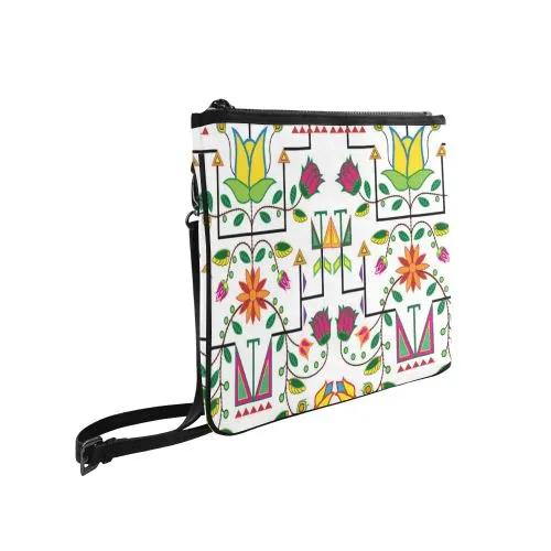 Geometric Floral Summer-White Slim Clutch Bag