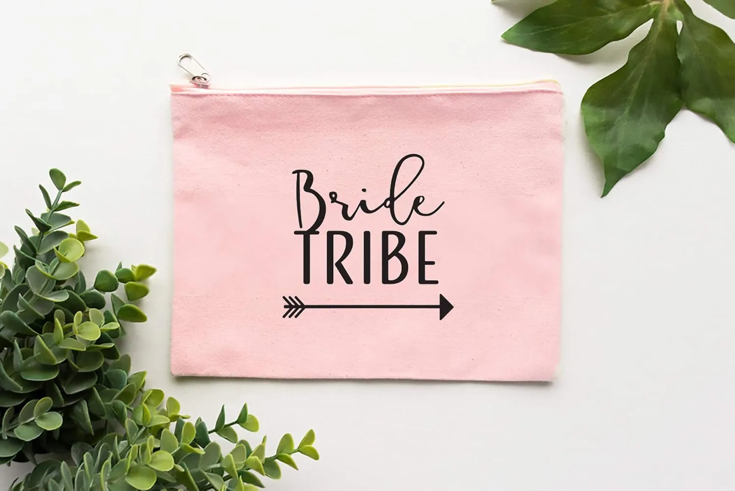 Heather & Willow 1 Piece | Rose Gold Bride Tribe Canvas Cosmetic Makeup Clutch Gifts Bag for Bridesmaid Proposal Box & Bridesmaids Bachelorette Party Favors