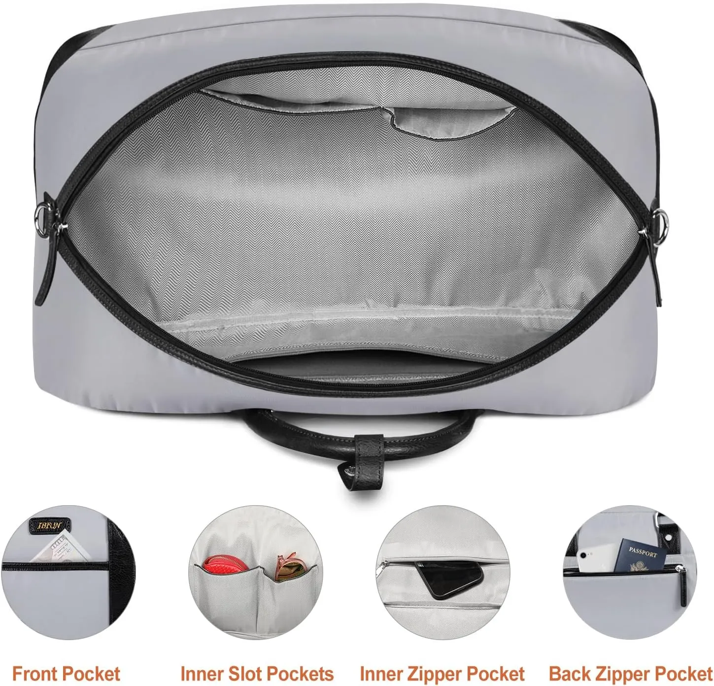 IBFUN Weekender Bags for Women, Large Overnight Bag Canvas Travel Duffel Bag Carry On Tote with Shoe Compartment 21" 3Pcs Set