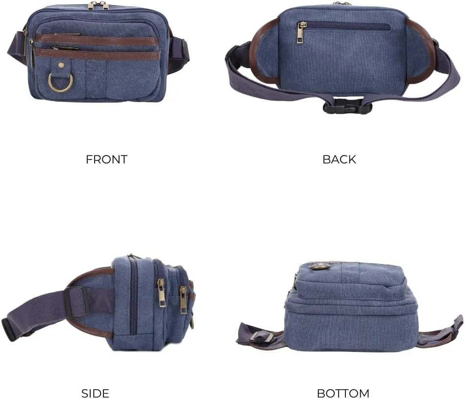 JESSIE & JAMES Klamath Canvas Concealed Carry Belt Bag, Adjustable Crossbody Fanny Packs for Men Women (Blue)