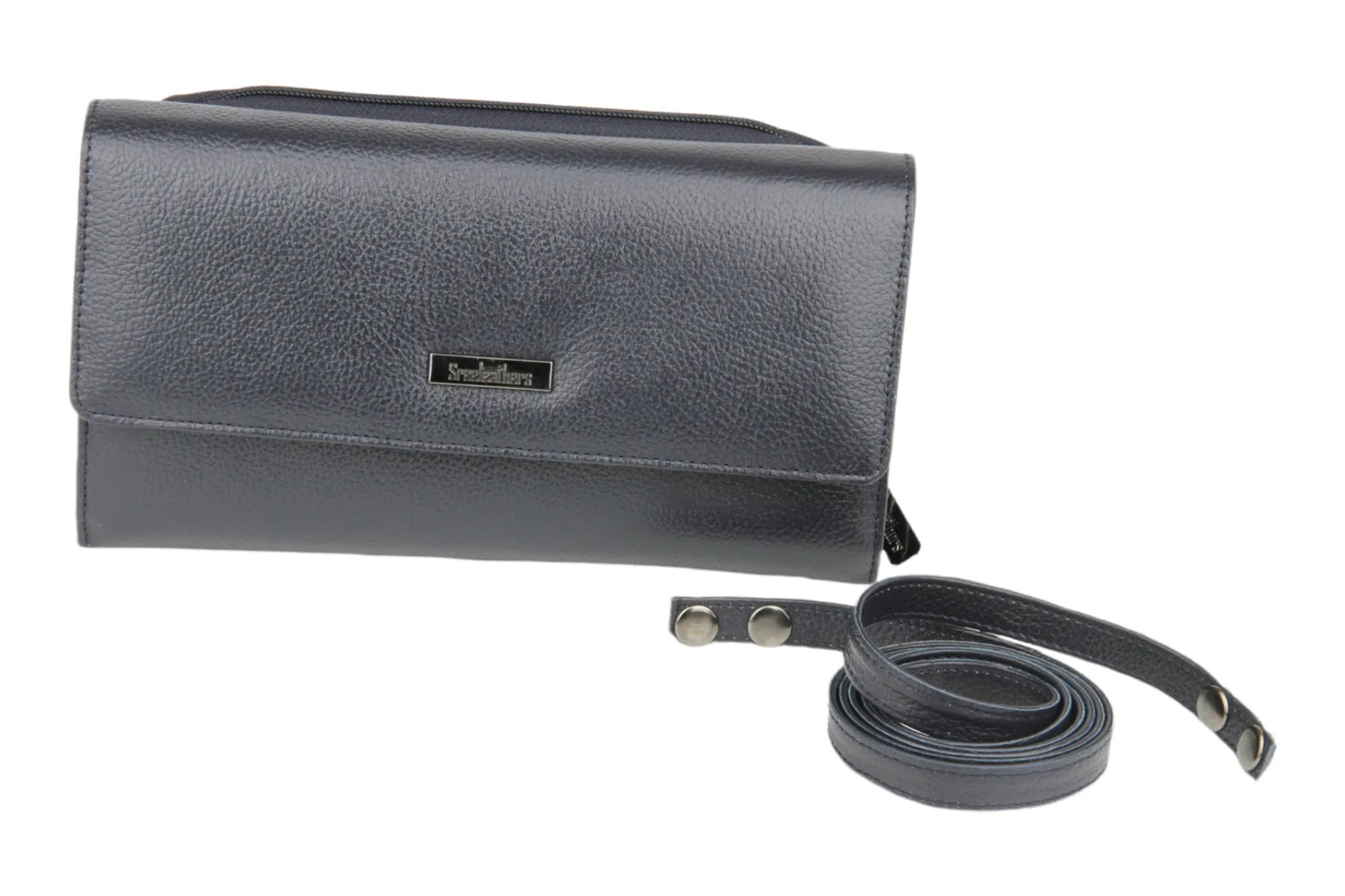 Ladies Premium leather clutch with detachable sling strap 54505 (BLUE)