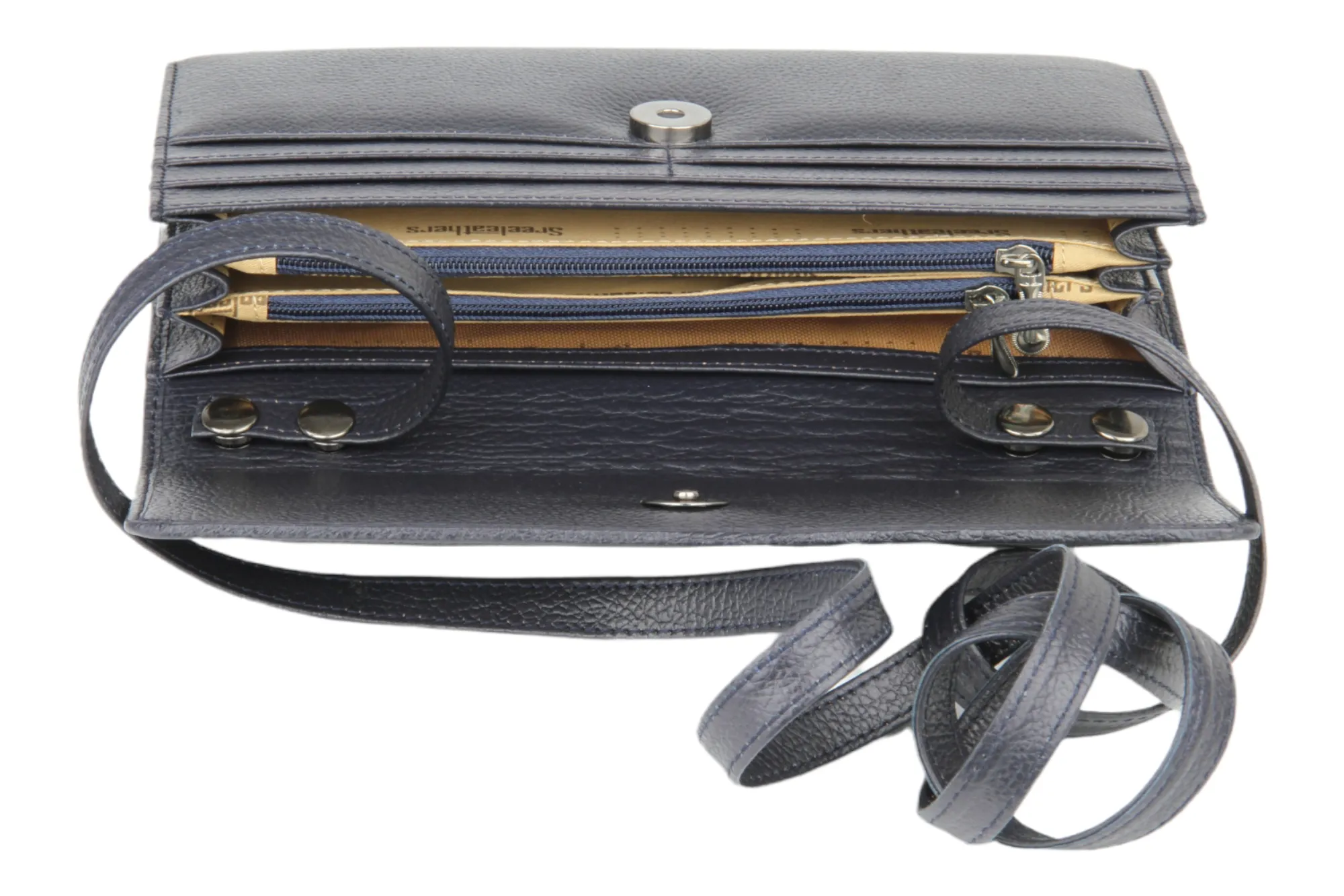 Ladies Premium leather clutch with detachable sling strap 54505 (BLUE)