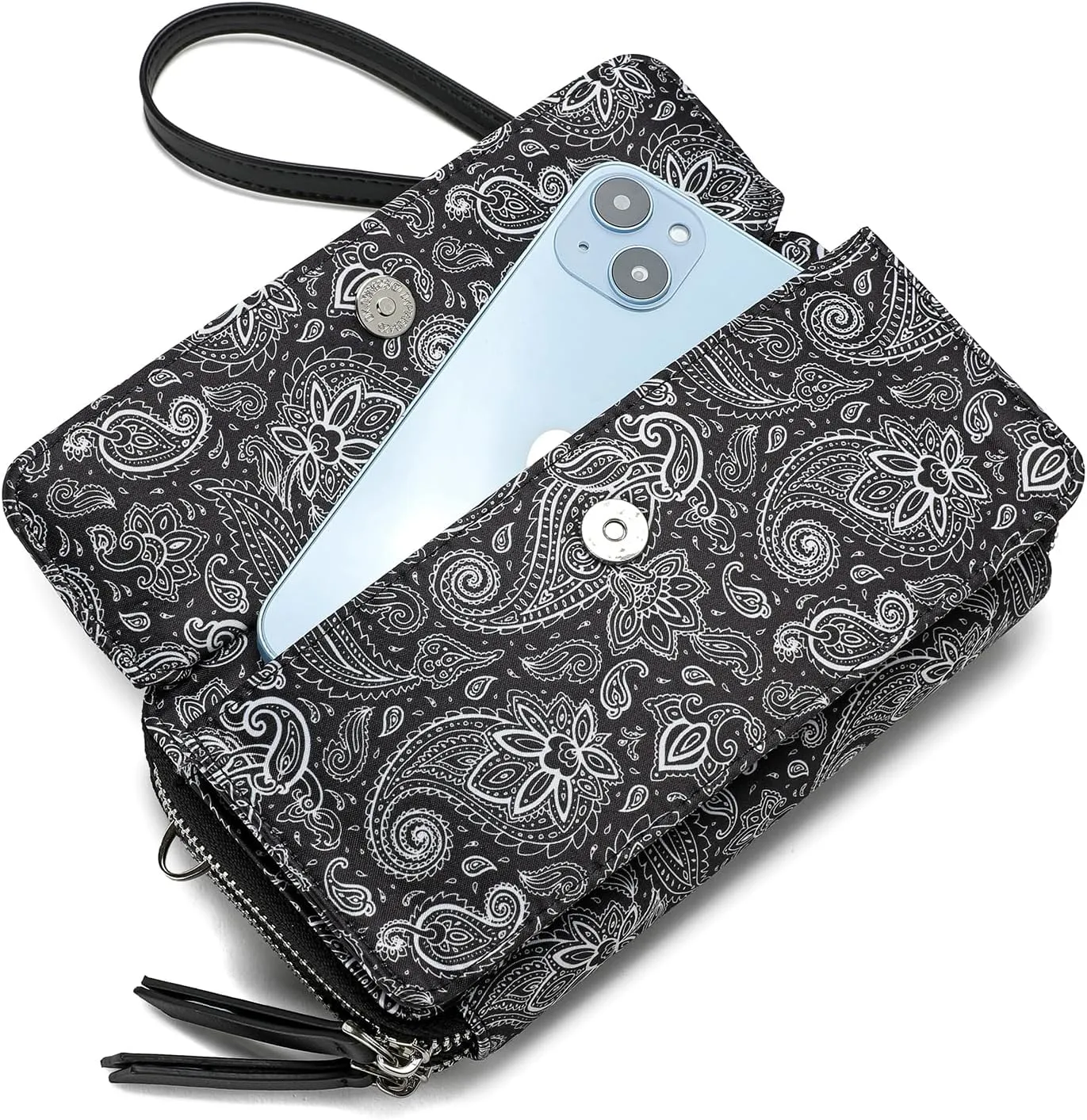 Lanyani RFID Crossbody Wallet Wristlet Purse with Phone Pocket For Women Vegan Leather