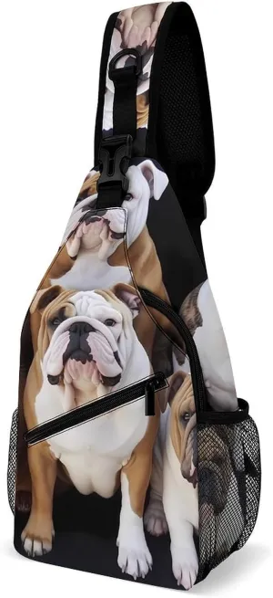 Lightweight Chest Bag Crossbody Bag English Bulldogs Sling Backpack for Women Men Sports Travel