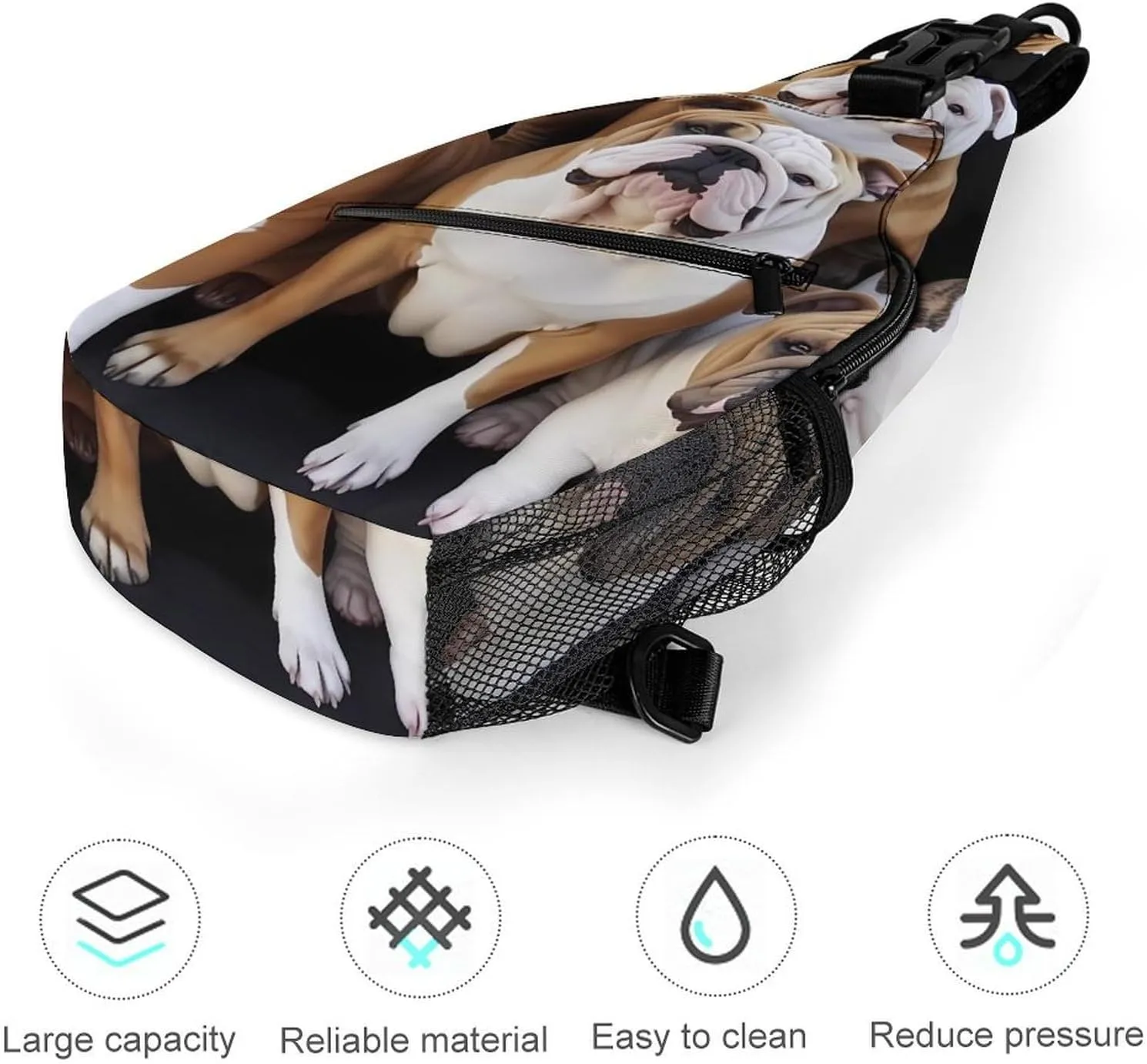Lightweight Chest Bag Crossbody Bag English Bulldogs Sling Backpack for Women Men Sports Travel