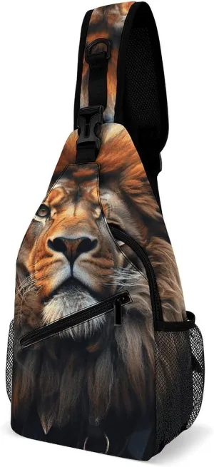 Lightweight Chest Bag Crossbody Bag Scifi Lion Sling Backpack for Women Men Sports Travel