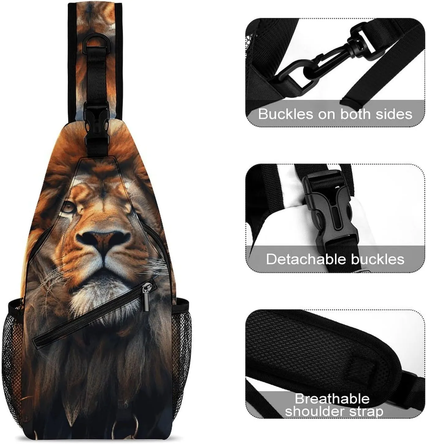 Lightweight Chest Bag Crossbody Bag Scifi Lion Sling Backpack for Women Men Sports Travel