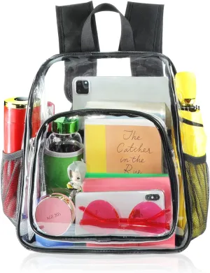Mildbeer Small Clear Backpack, Stadium Approved 12x12x6 Clear Backpack for Women with 2 Bottle Holders for Festival Concert Travel Sport Games Venues