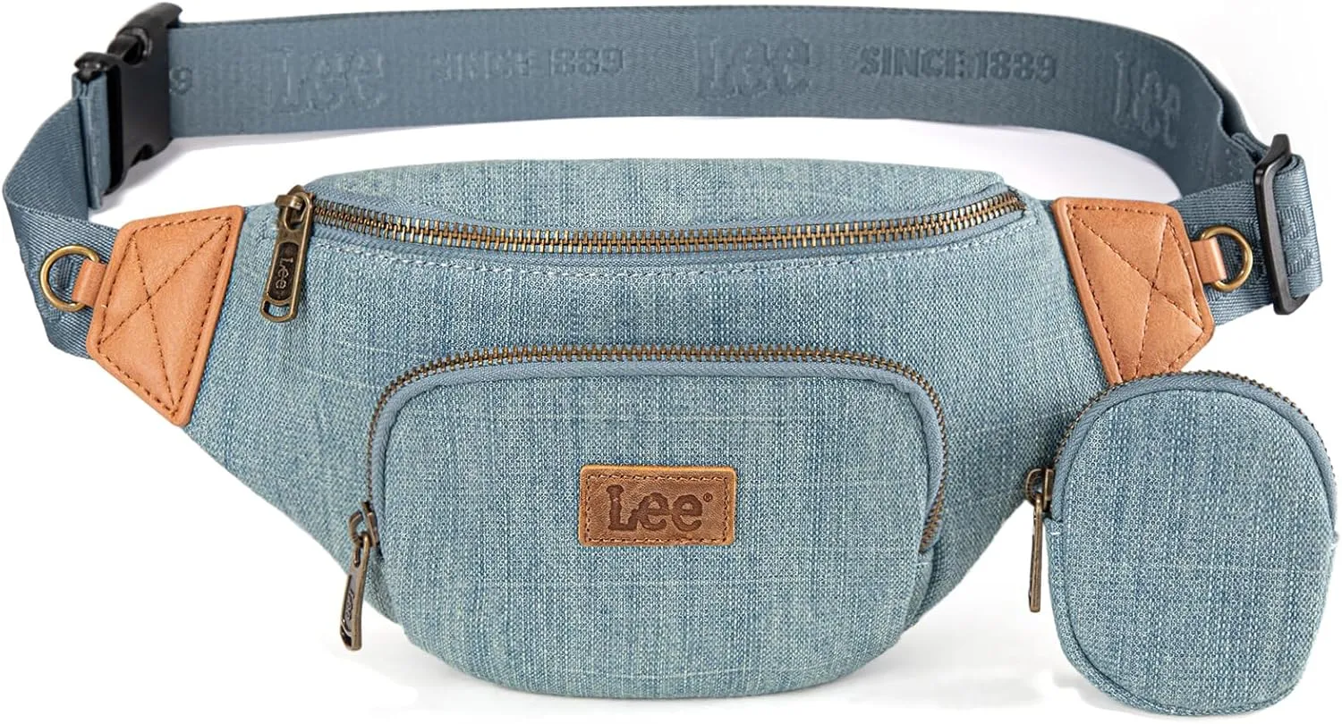 Montana West x Lee Fanny Pack for Women Denim Waist Pack Travel Belt Bags with Detachable Earphone Pouch
