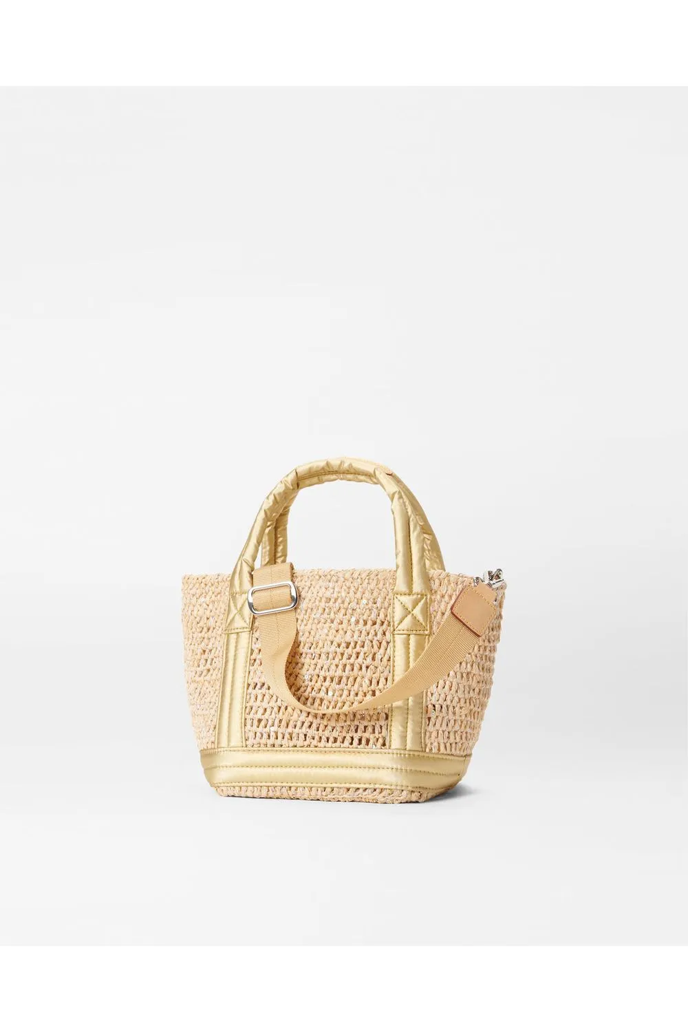 MZ Wallace Mini Raffia Tote 1473N2029 | Sequin Raffia/Light Gold Pearl Metallic