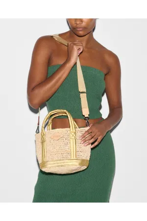MZ Wallace Mini Raffia Tote 1473N2029 | Sequin Raffia/Light Gold Pearl Metallic