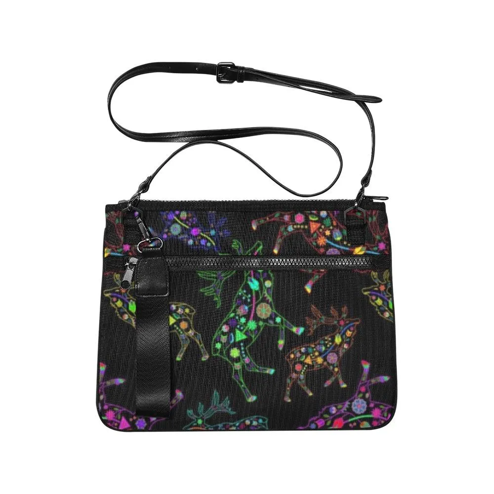 Neon Floral Elks Slim Clutch Bag
