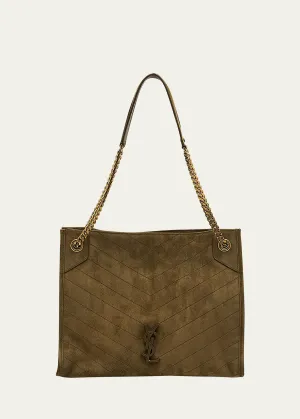 Niki Medium YSL Shopper Tote Bag in Quilted Suede
