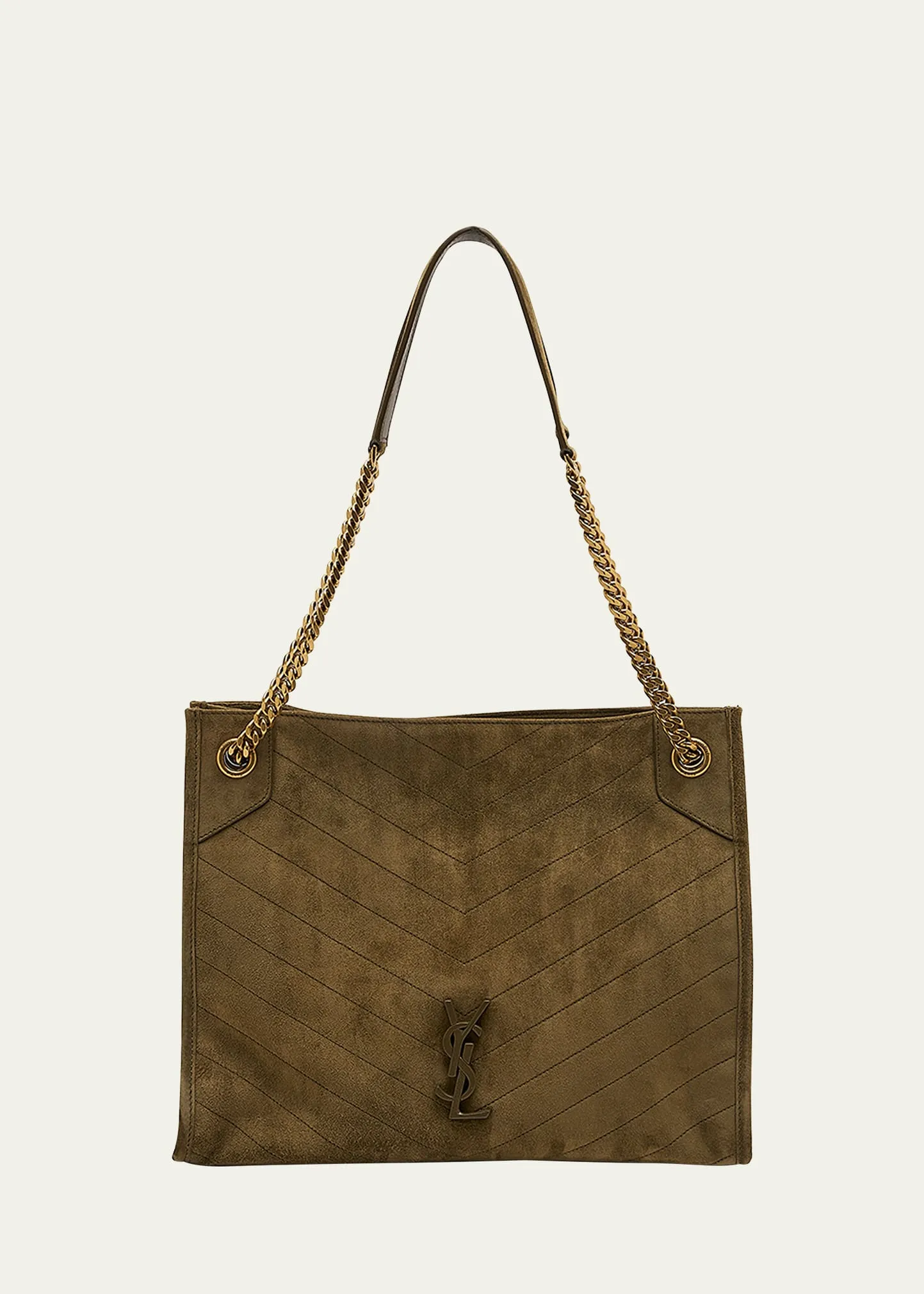 Niki Medium YSL Shopper Tote Bag in Quilted Suede