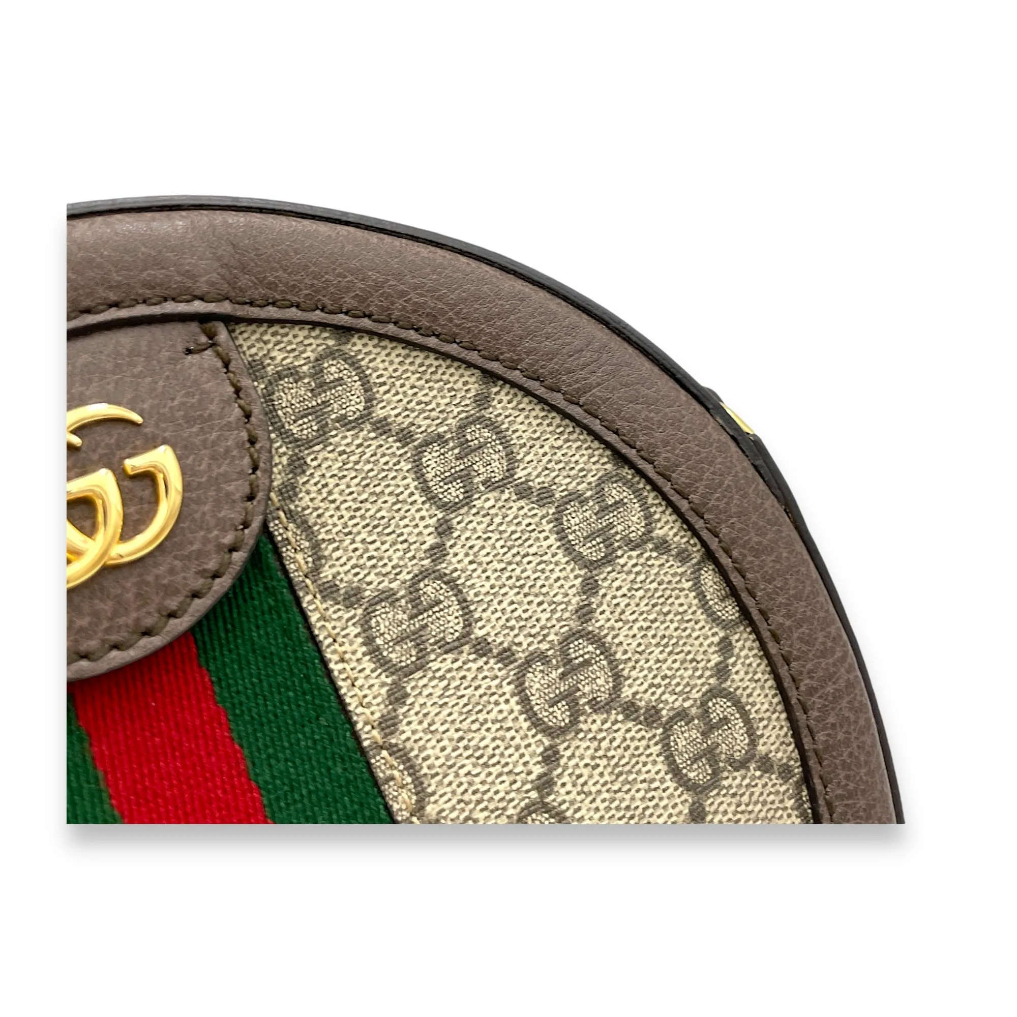 Ophidia Crossbody Bag Brown in Coated Canvas, Gold hardware