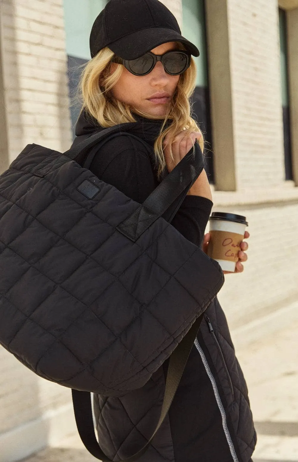 Quilted Tote Bag | Black