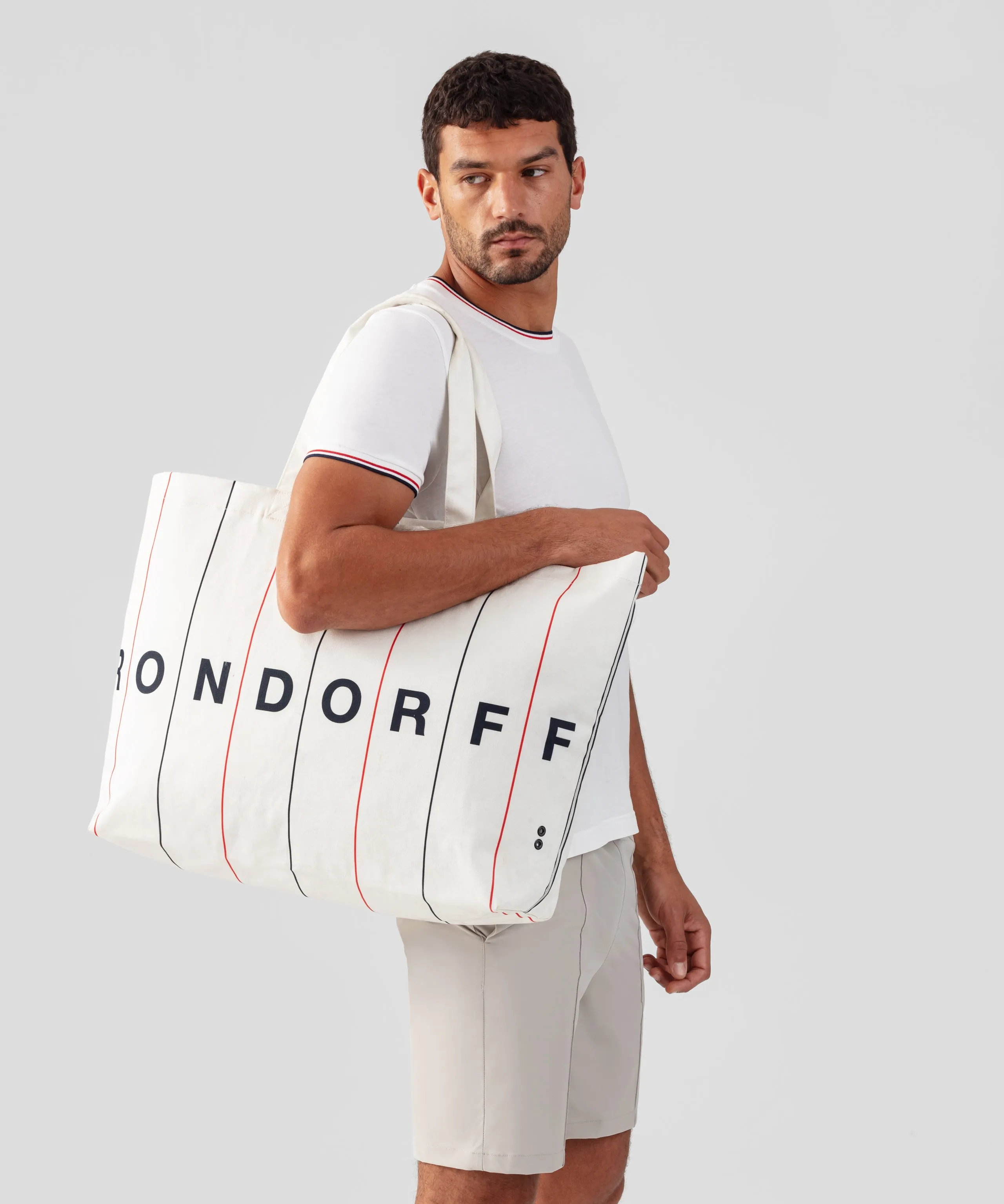 RON DORFF BIG BEACH BAG W. STRIPES - OFF WHITE