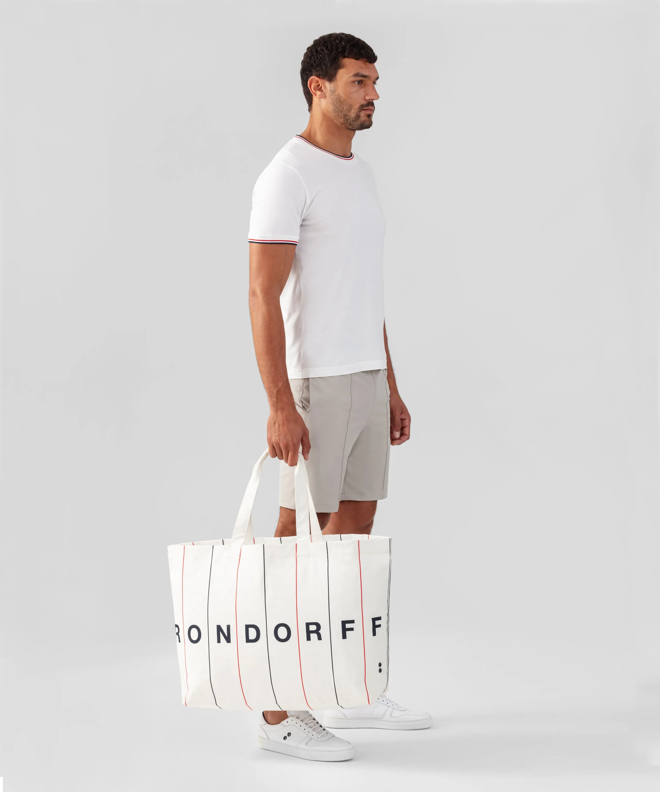 RON DORFF BIG BEACH BAG W. STRIPES - OFF WHITE
