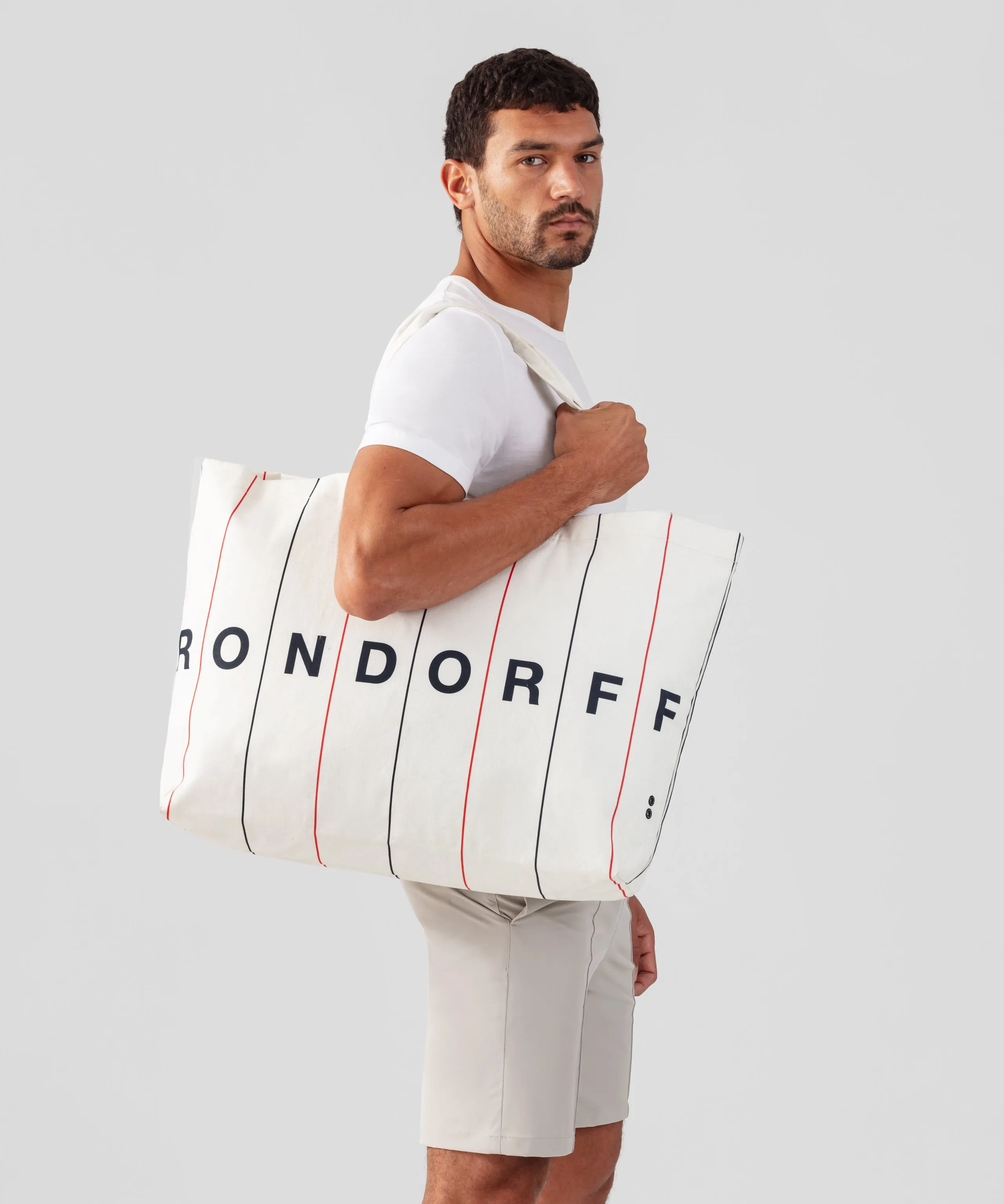 RON DORFF BIG BEACH BAG W. STRIPES - OFF WHITE