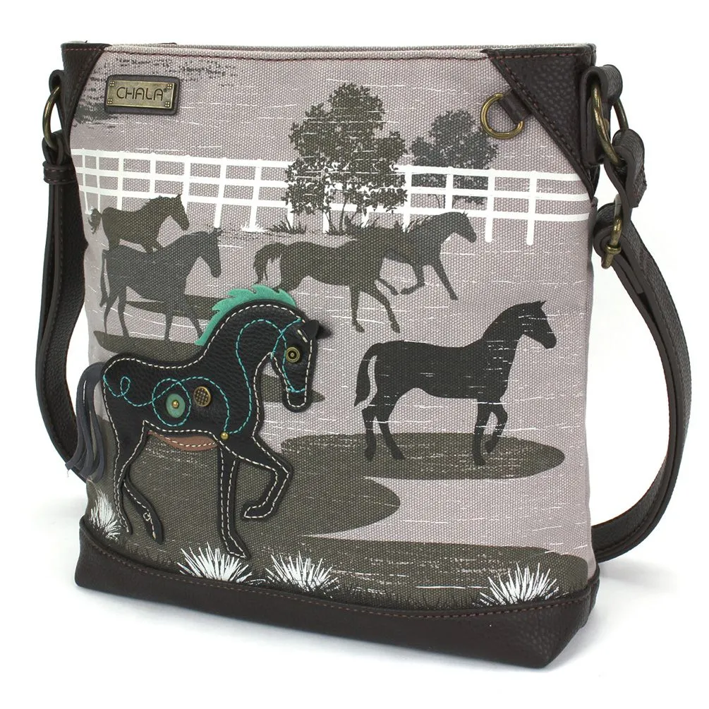 Safari Canvas Crossbody - Horse (Gray)