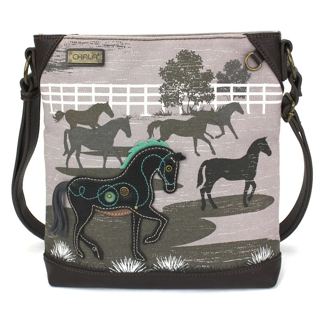 Safari Canvas Crossbody - Horse (Gray)