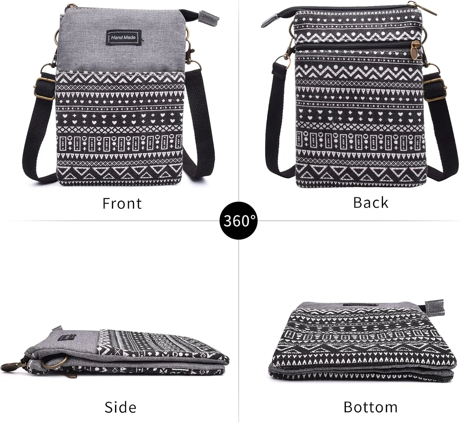 Small Crossbody Bag for Women Mobile Phone Purse National Pattern Shoulder Bag Handbags Coin Pouch for Women