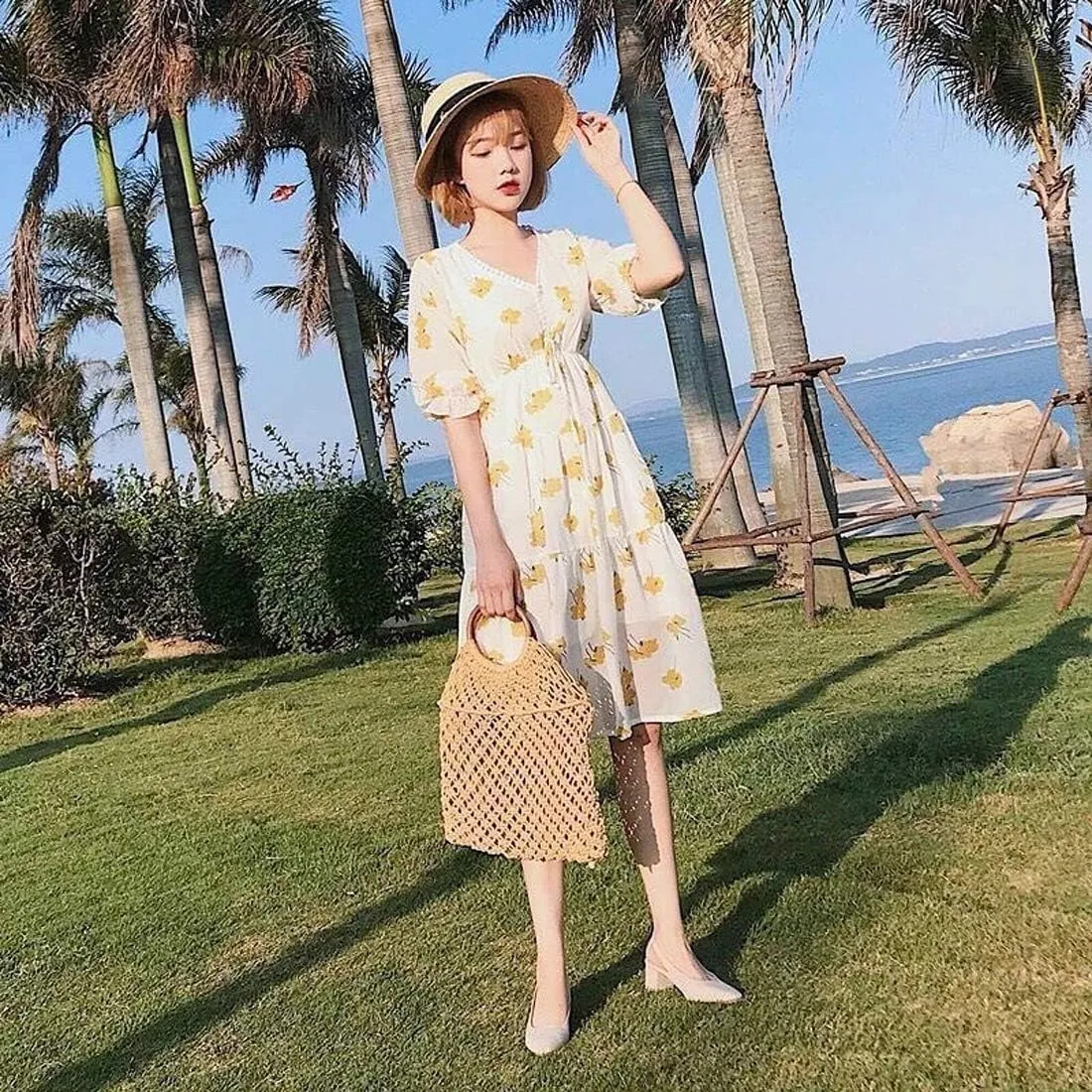 Teeya Straw Handbags,Top Handle Summber Beach Bags Hollow Tote Purse
