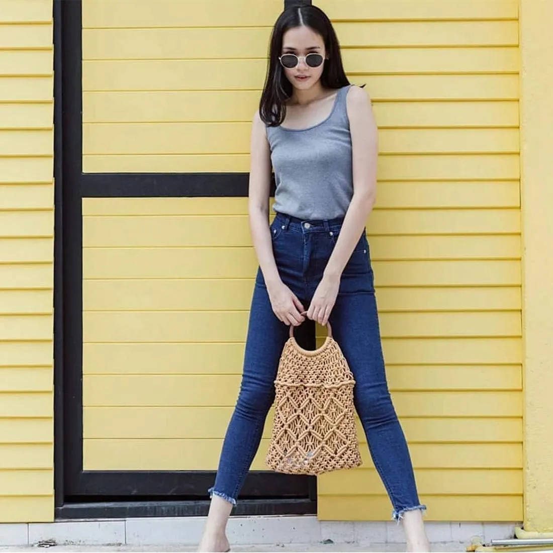 Teeya Straw Handbags,Top Handle Summber Beach Bags Hollow Tote Purse