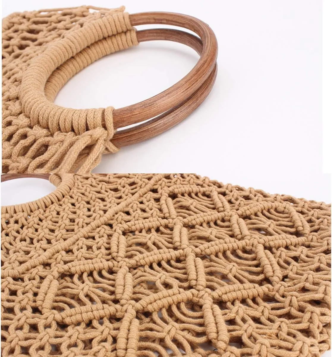 Teeya Straw Handbags,Top Handle Summber Beach Bags Hollow Tote Purse