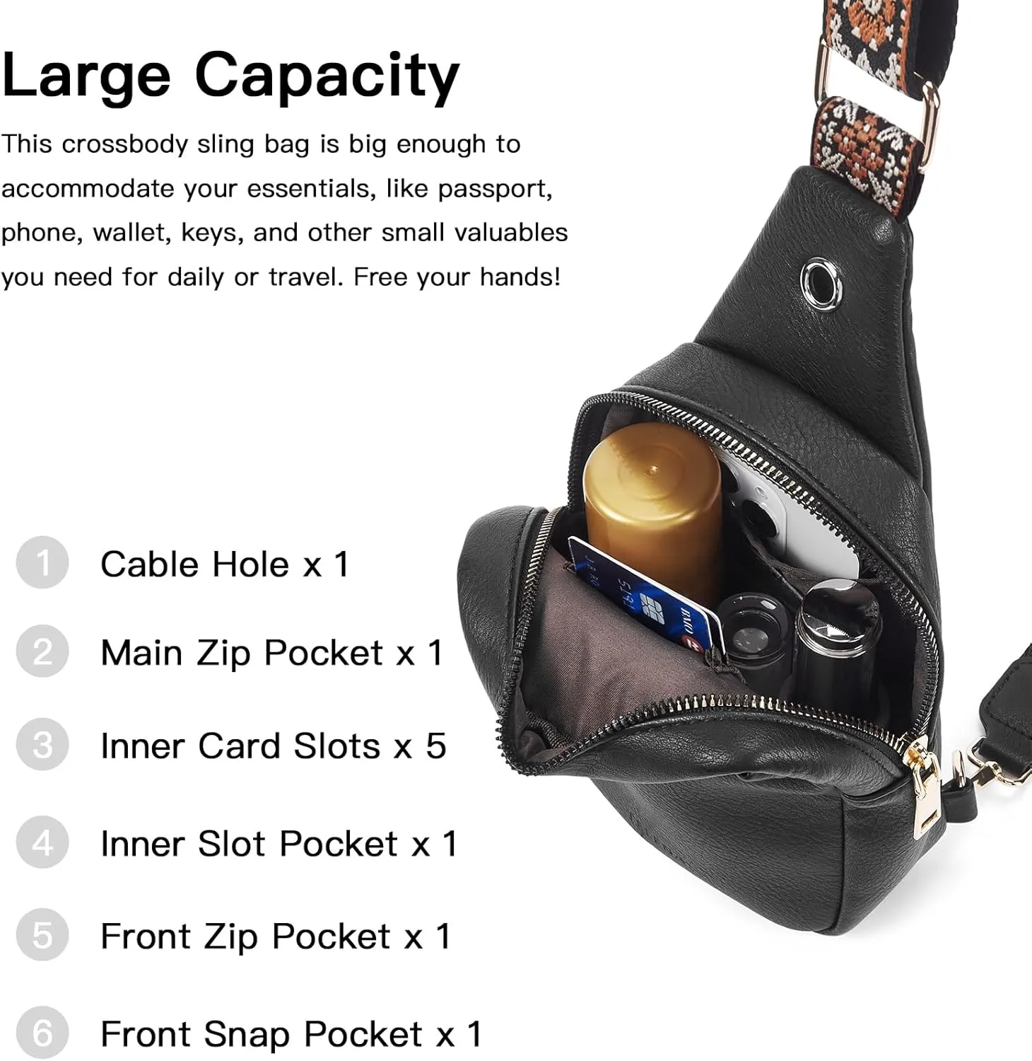 Telena Sling Bag for Women Crossbody Bags Purse for Women Vegan Leather Fanny Pack with Adjustable Strap